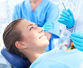 Relaxed woman in dental chair