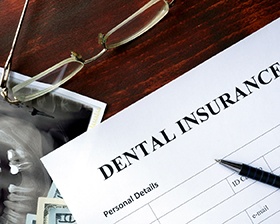 Dental insurance form on a table